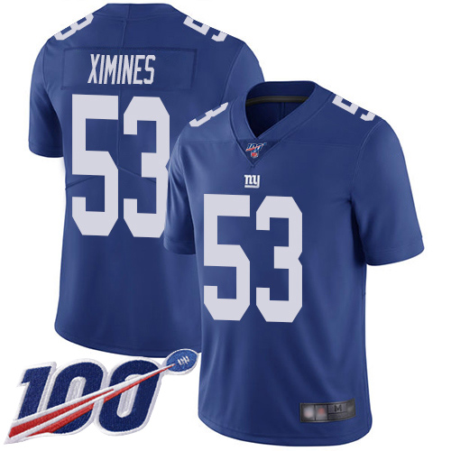 Men New York Giants #53 Oshane Ximines Royal Blue Team Color Vapor Untouchable Limited Player 100th Season Football NFL Jersey->women nfl jersey->Women Jersey